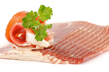 Image showing Thin slices of jamon