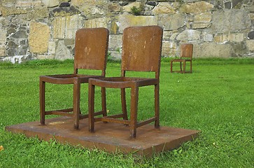 Image showing Chairs in public park