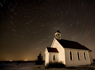 Image showing Church Night Star Trails 