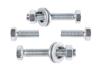 Image showing Bolts, nuts and washers on a white background