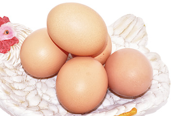 Image showing Eggs brown on hen nest Easter