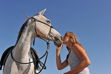 Image showing teen and arabian horse