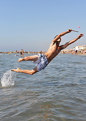 Image showing beach tennis in the sea