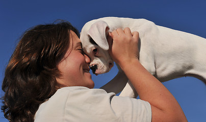 Image showing young woman and puppy