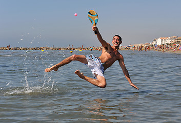 Image showing beach tennis in the sea