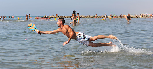 Image showing beach tennis in the sea