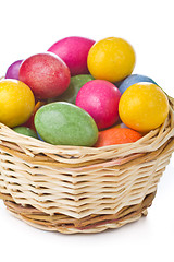 Image showing colorful easter eggs in basket