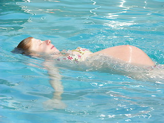 Image showing Pregnant Woman Swimming