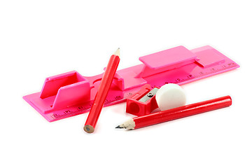 Image showing pencil sharpener and rubber rule