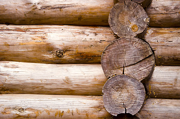 Image showing Background of retro rural log house wall 