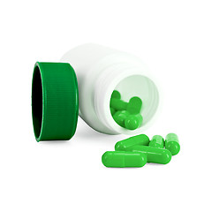 Image showing Capsules green in bottle