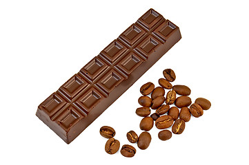 Image showing Chocolate with coffee beans
