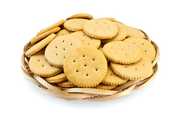 Image showing Crackers in a wicker tray