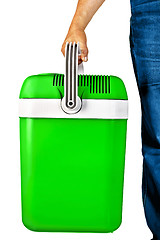 Image showing Green portable cooler for travel