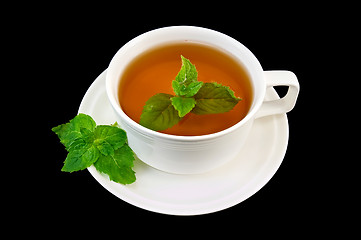 Image showing Herbal tea with mint sprigs of two