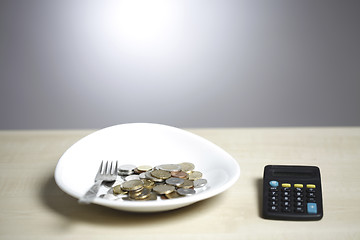 Image showing Coins on a plate