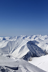 Image showing Snowy mountains. Caucasus Mountains, Georgia.