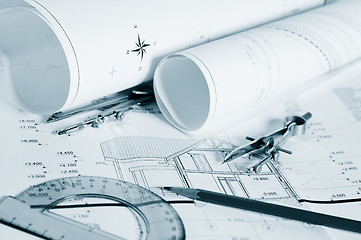Image showing Blueprints - professional architectural drawings 