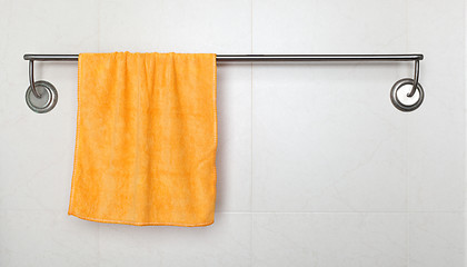 Image showing Orange microfiber towel