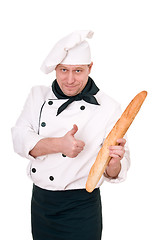 Image showing chef with baguette