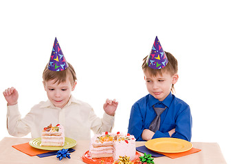 Image showing two boys with cake