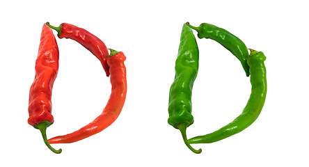 Image showing Letter D composed of chili peppers