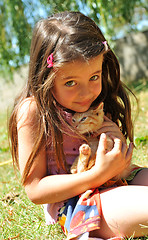 Image showing little girl and kitten
