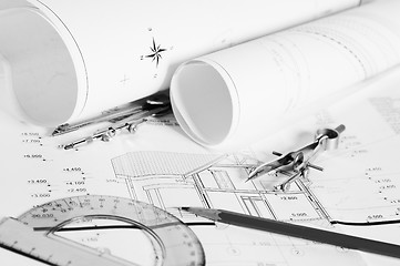 Image showing Blueprints - professional architectural drawings 