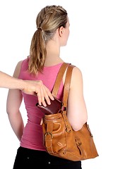 Image showing Pickpocketing wallet out of handbag