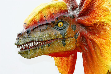 Image showing Dilophosaurus dinosaur with orange collar