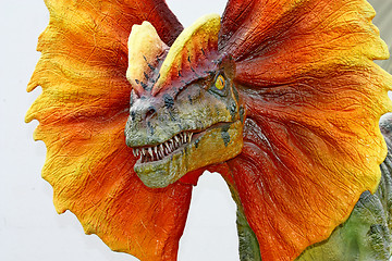 Image showing Dilophosaurus dinosaur with orange collar