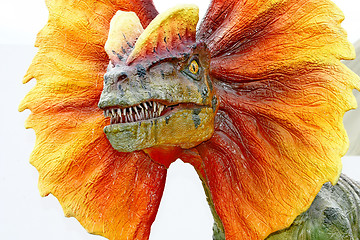 Image showing Dilophosaurus dinosaur with orange collar