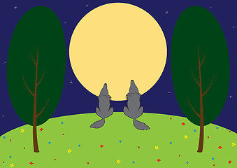 Image showing wolves in the meadow