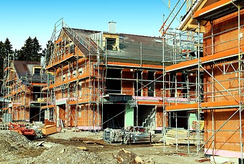 Image showing Developement construction site with 3 houses
