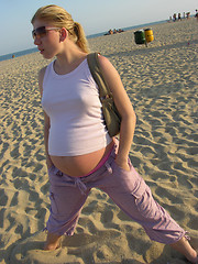 Image showing Pregnant Woman on Beach