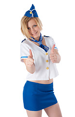 Image showing Young beautiful air hostess