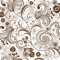 Image showing Repeating white-brown floral pattern