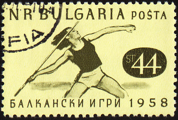 Image showing Javelin throwing on post stamp