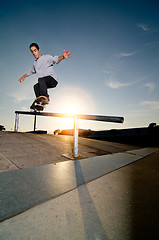 Image showing Skateboarder on a grind