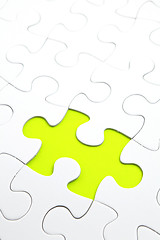 Image showing Jigsaw puzzle with green piece missed