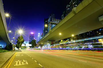 Image showing highway light trails in city