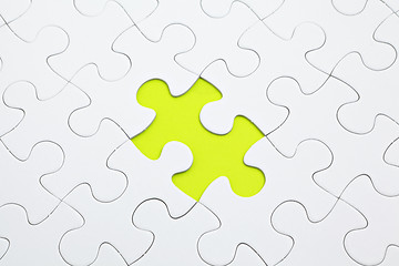 Image showing Jigsaw puzzle with green piece missed