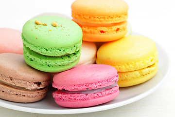 Image showing Colorful french macaroons