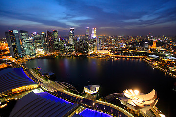 Image showing Singapore city skyline at night