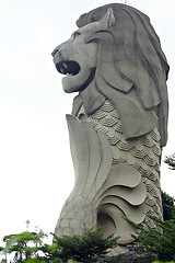 Image showing merlion statue, symbol of singapore city, state on sentosa islan