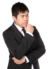 Image showing young asian business man thinking