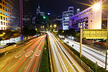 Image showing traffic in Hong Kong at night 