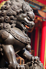 Image showing Bronze lion in chinese temple