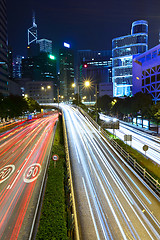 Image showing night traffic light trail