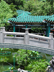 Image showing Chinese traditional garden with bridge